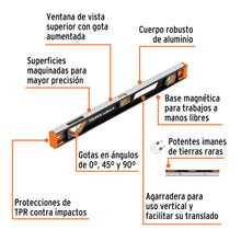 Cargar imagen en el visor de la galería, Nivel profesional magnético de 24&quot; c/protección TPR, TRUPER Expert NP-24X (14626)