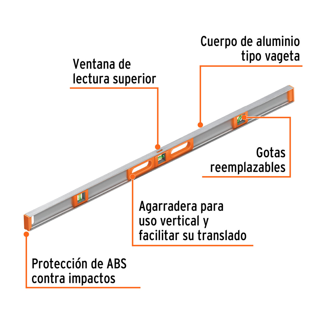 Nivel profesional de 48" con protección de ABS, TRUPER NP-48 (17040)