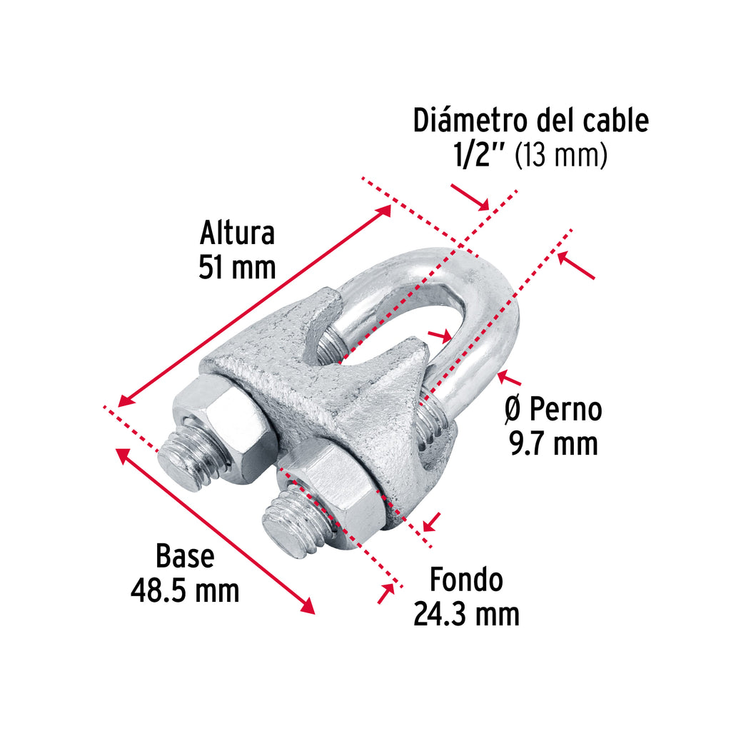 Nudos (perros) de hierro p/cable de 1/2", FIERO NUDO-1/2 (44087)