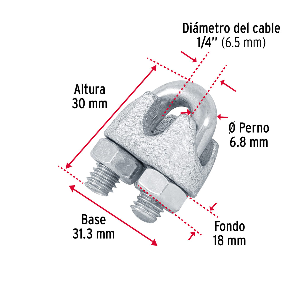 Nudos (perros) de hierro p/cable de 1/4", FIERO NUDO-1/4 (44084)