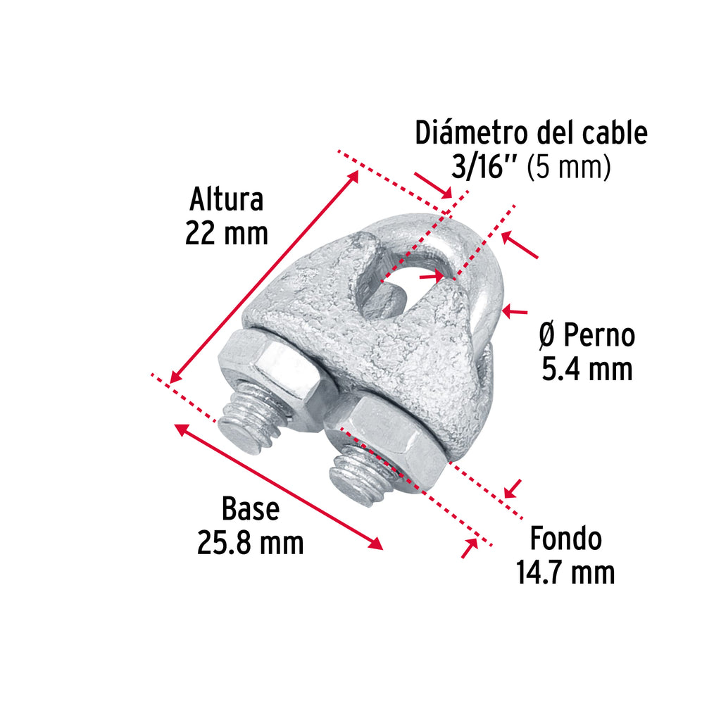 Nudos (perros) de hierro p/cable de 3/16", FIERO NUDO-3/16 (44083)