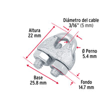 Cargar imagen en el visor de la galería, Nudos (perros) de hierro p/cable de 3/16&quot;, FIERO NUDO-3/16 (44083)