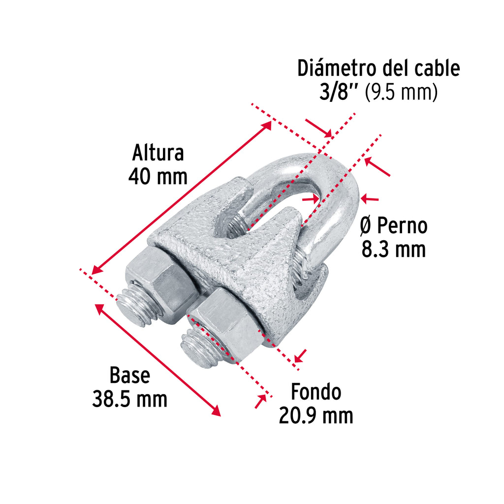 Nudos (perros) de hierro p/cable de 3/8", FIERO NUDO-3/8 (44086)