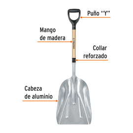 Pala sanitaria cabeza #10 de aluminio, puño 