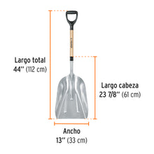 Cargar imagen en el visor de la galería, Pala sanitaria cabeza #10 de aluminio, puño &quot;Y&quot;, mango 27&quot; TRUPER  PALY-10 (17181)