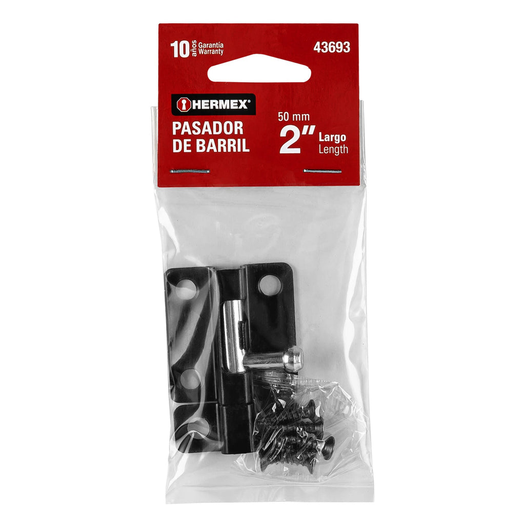 Pasador de barril 2" de acero acabado negro, HERMEX PAS-26 (43693)