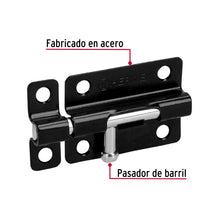 Cargar imagen en el visor de la galería, Pasador de barril 3&quot; de acero acabado negro, HERMEX PAS-36 (43694)