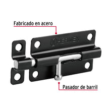 Cargar imagen en el visor de la galería, Pasador de barril 4&quot; de acero acabado negro, HERMEX PAS-46 (43695)