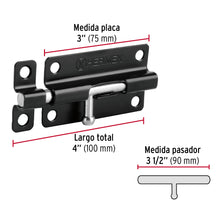 Cargar imagen en el visor de la galería, Pasador de barril 4&quot; de acero acabado negro, HERMEX PAS-46 (43695)