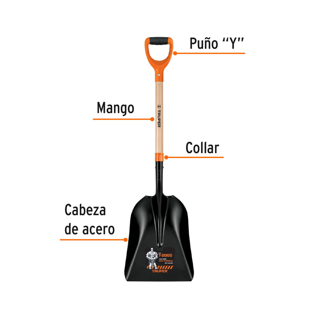 Pala carbonera chica T-2000, puño "Y", TRUPER PCACY-P (19660)