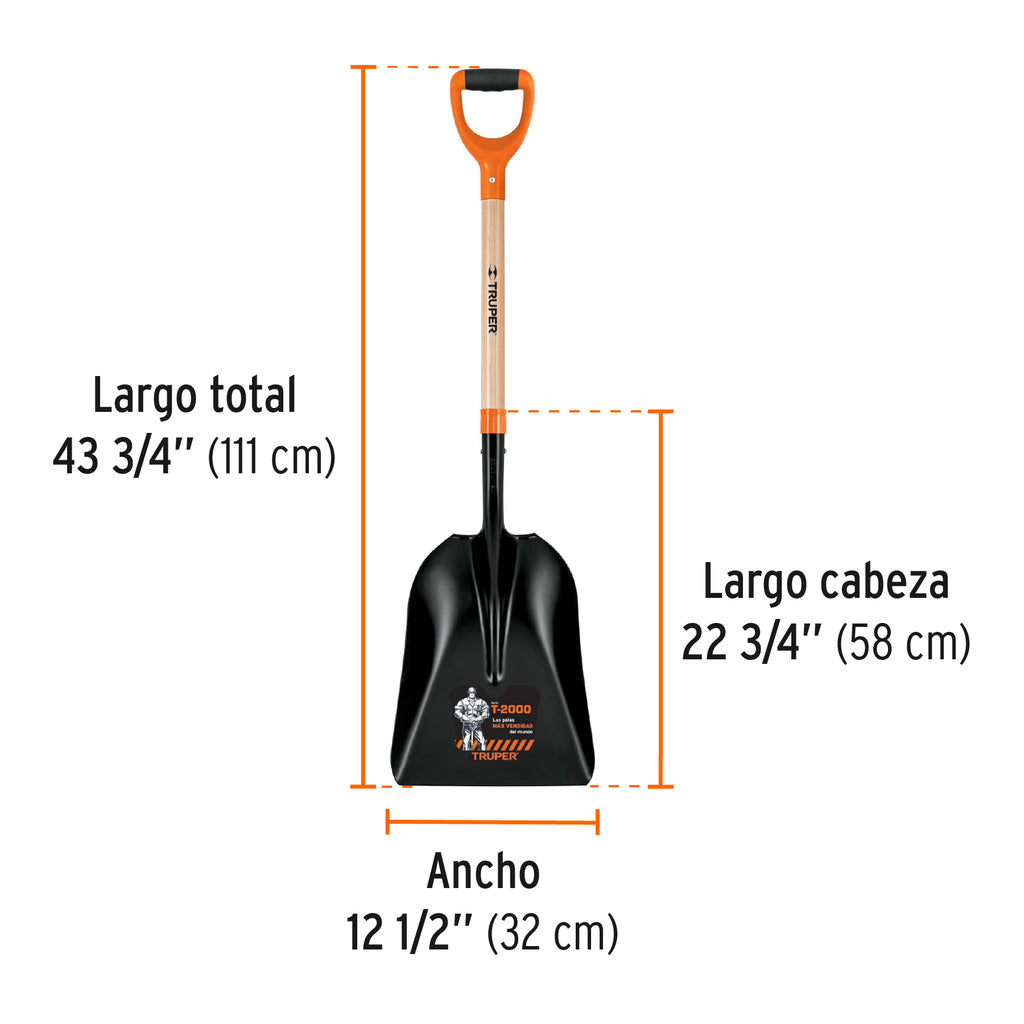 Pala carbonera T-2000, puño "Y", TRUPER PCAY-P (17164)