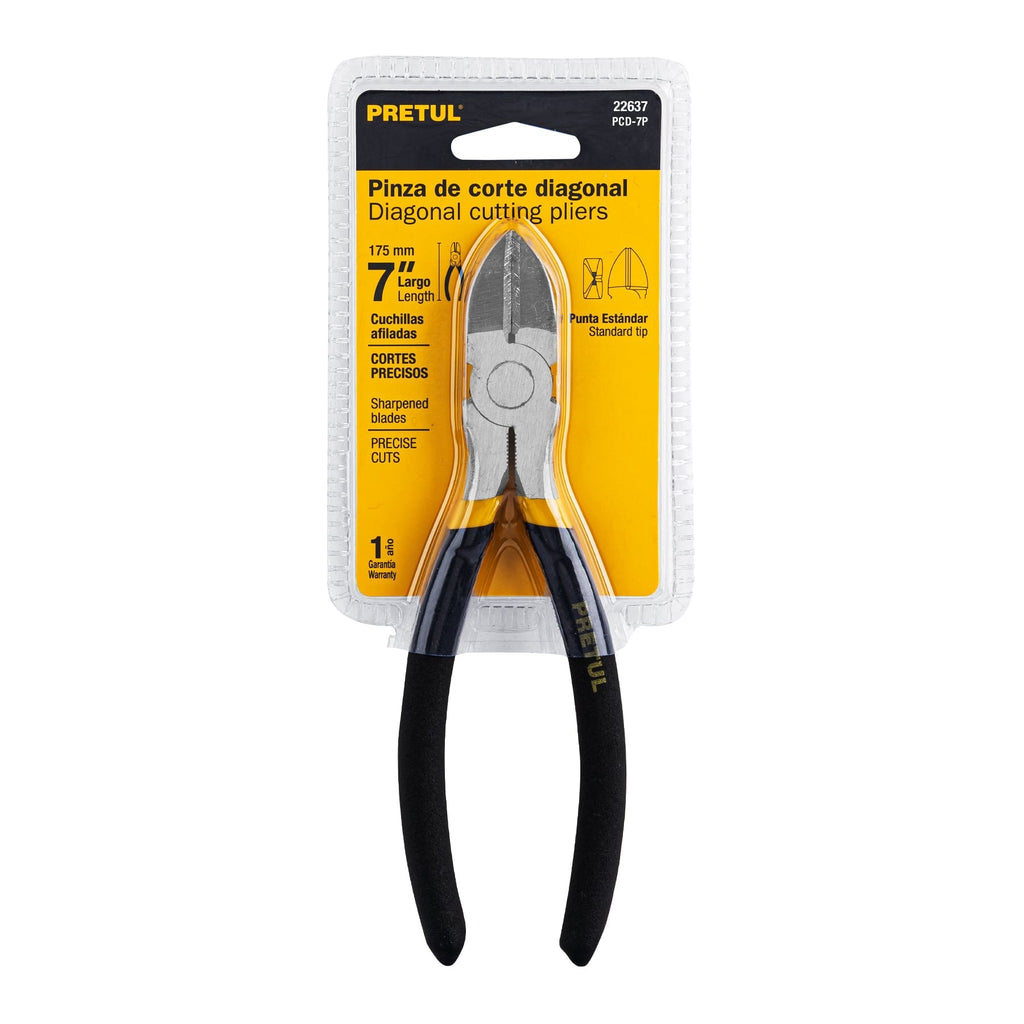 Pinza de corte diagonal 7" mango de PVC, PRETUL PCD-7P (22637)