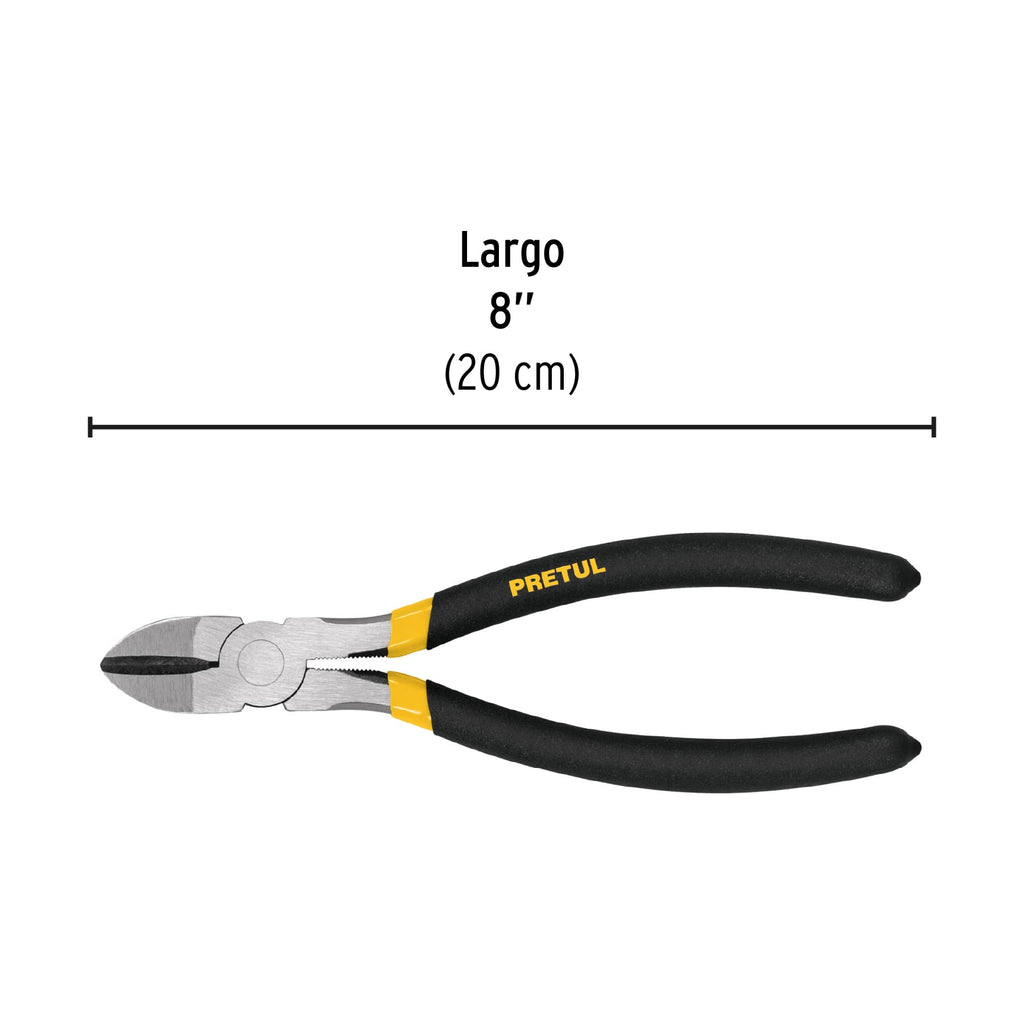 Pinza de corte diagonal 8" mango de PVC, PRETUL PCD-8P (22639)