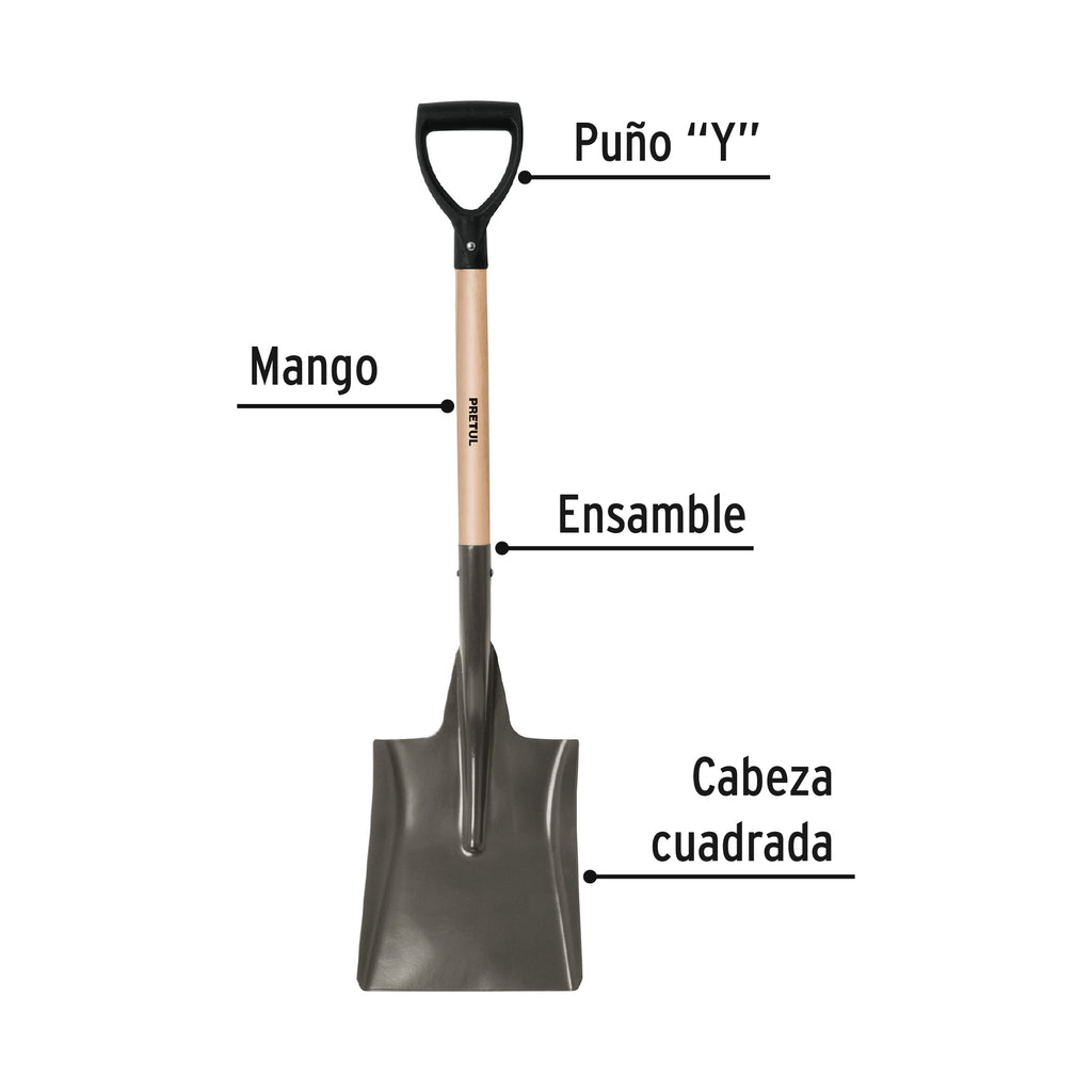 Pala cuadrada, puño "Y", mango 28", Pretul PCD-X (22511)