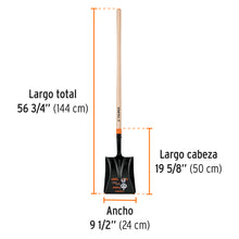 Cargar imagen en el visor de la galería, Pala cuadrada T-2000, mango largo 45&quot;, TRUPER PCL-P (17176)
