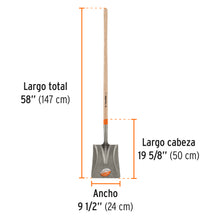 Cargar imagen en el visor de la galería, Pala cuadrada Classic, mango largo 48&quot;, TRUPER PCL (17170)