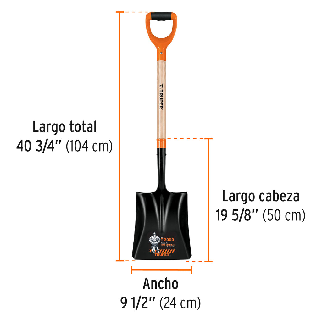 Pala cuadrada T-2000, puño "Y", TRUPER PCY-P (17161)