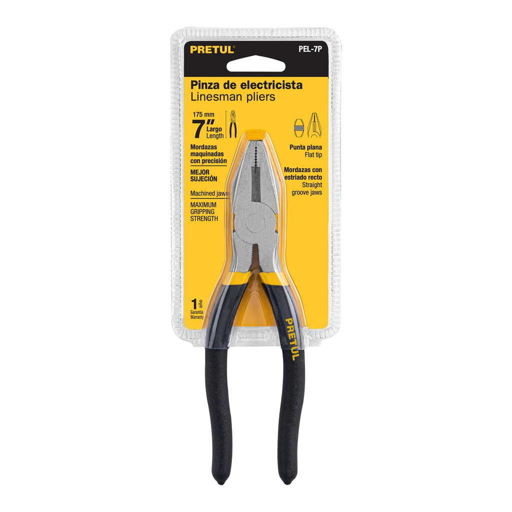 Pinza para electricista 7" mango de PVC, PRETUL PEL-7P (22603)