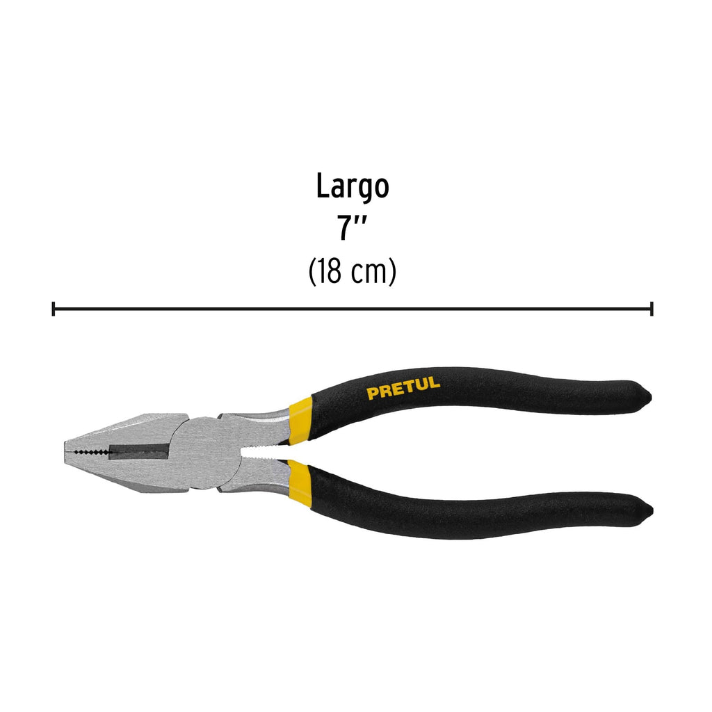 Pinza para electricista 7" mango de PVC, PRETUL PEL-7P (22603)