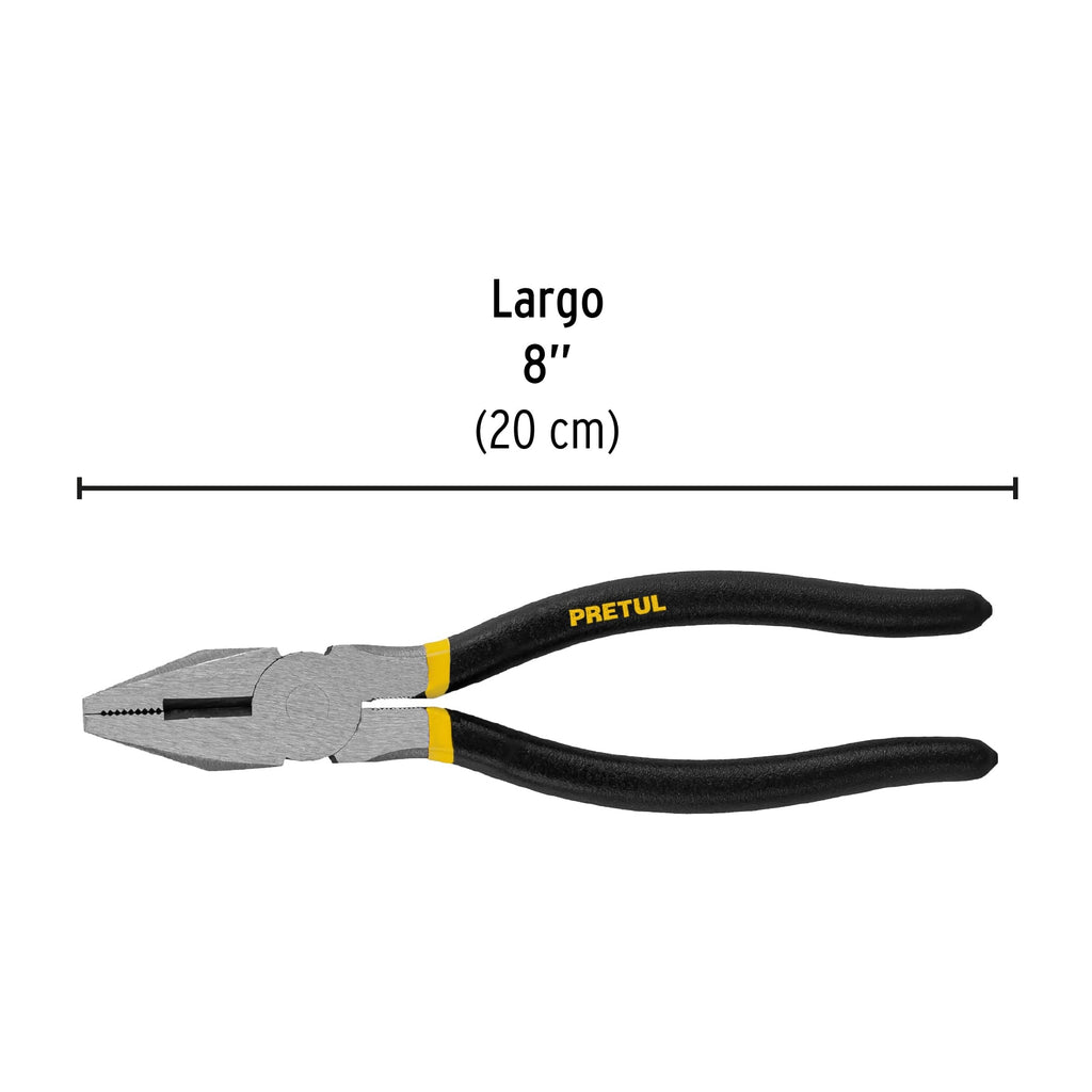 Pinza para electricista 8" mango de PVC, PRETUL PEL-8P (22609)