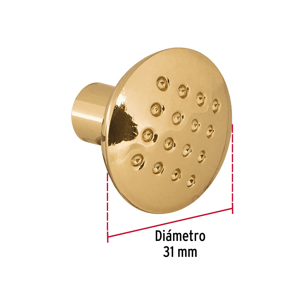 Perilla para mueble metálica estilo "Contempo", latón brillante, HERMEX PER-12 (43806)