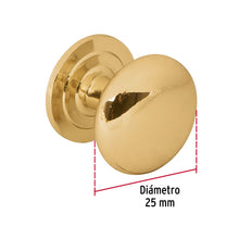 Cargar imagen en el visor de la galería, Perilla para mueble metálica estilo &quot;Arco&quot;, latón brillante, HERMEX PER-022 (43810)