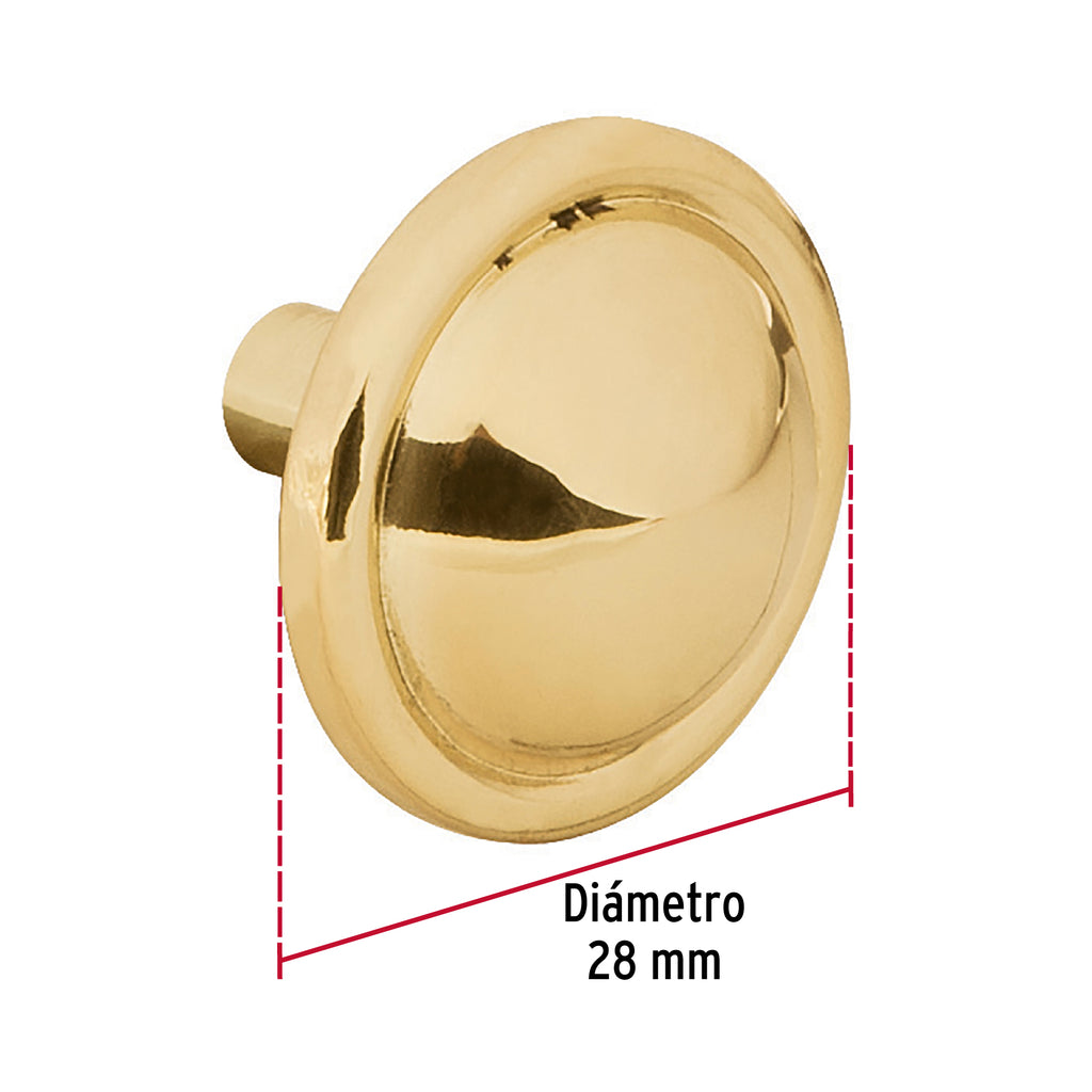 Perilla para mueble metálica estilo "Barroco", acabado latón brillante, HERMEX PER-042 (43818)