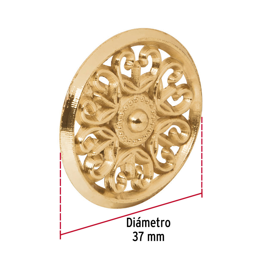 Perilla para muebles metálica estilo "Colonial", acabado latón brillante, HERMEX PER-052 (43816)