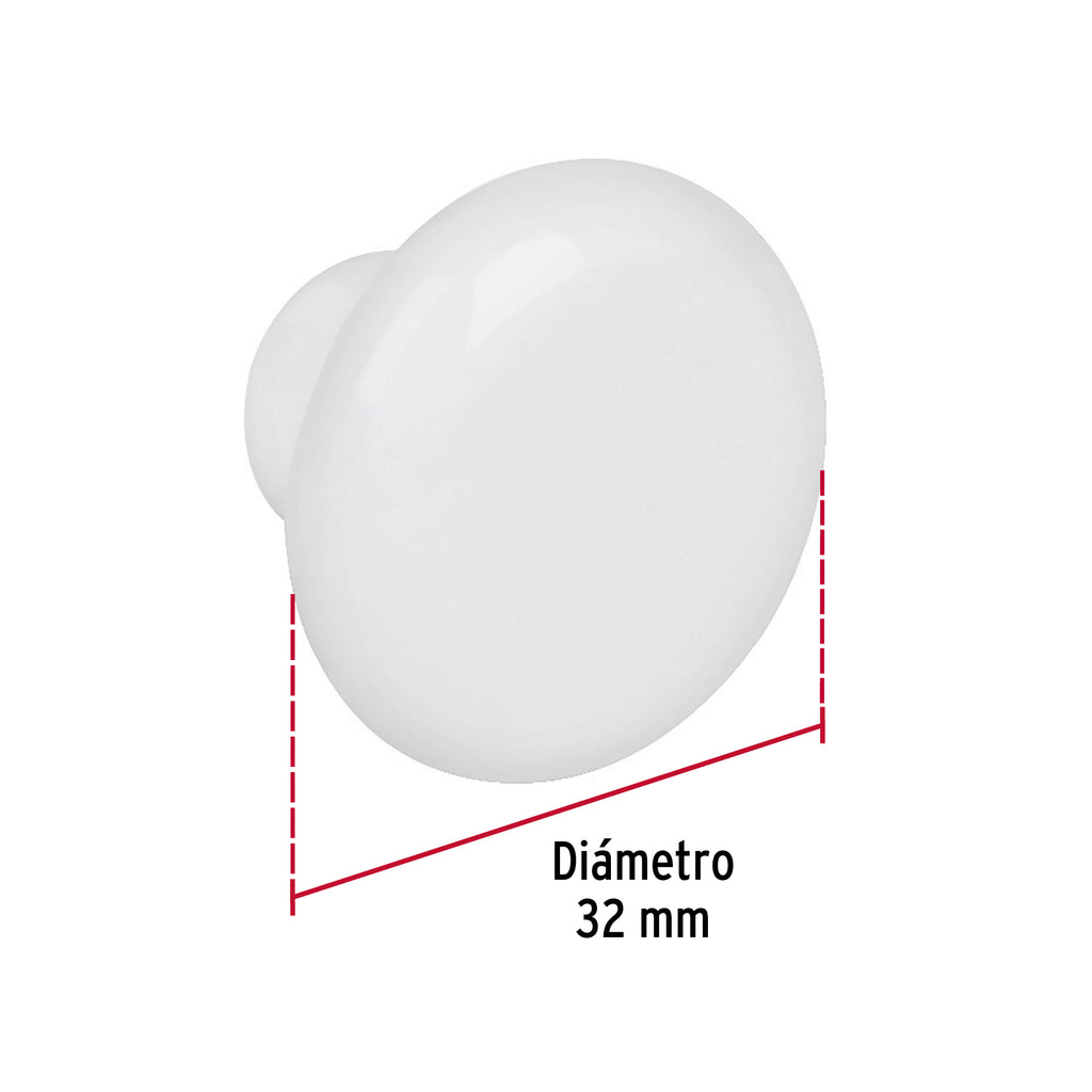 Perilla para mueble cerámica blanca, HERMEX PER-B (43820)