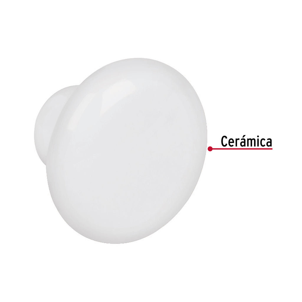 Perilla para mueble cerámica blanca, HERMEX PER-B (43820)