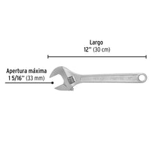 Cargar imagen en el visor de la galería, Llave ajustable (perico) 12&quot; cromada, PRETUL PET-12P (21817)