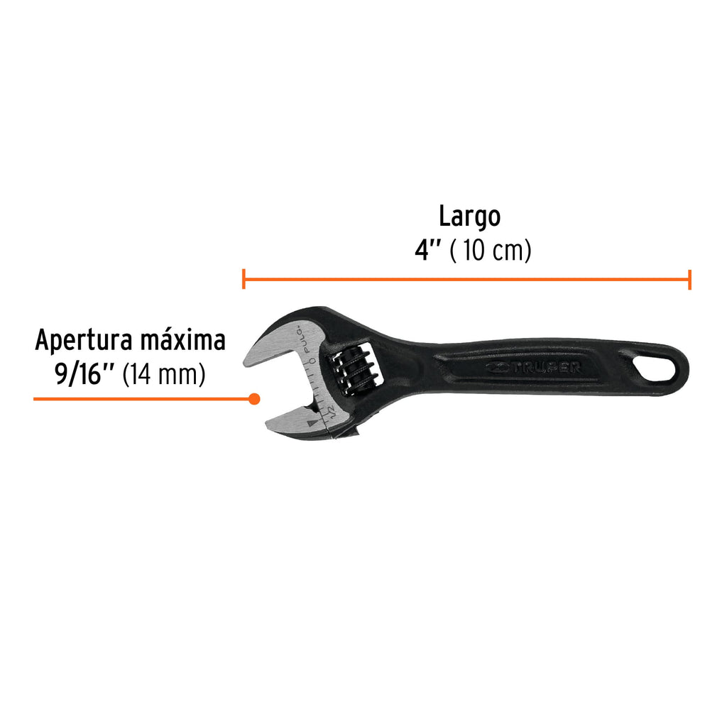 Llave perica 4" profesional pavonada, TRUPER Expert PET-4 (15497)