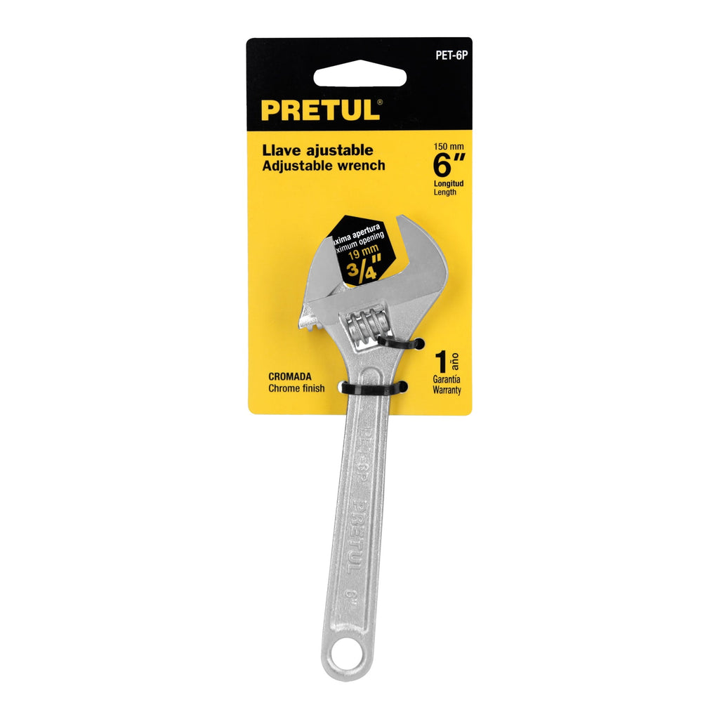 Llave ajustable (perico) 6" cromada, PRETUL PET-6P (21814)