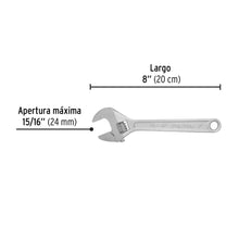 Cargar imagen en el visor de la galería, Llave ajustable (perico) 8&quot; cromada, PRETUL PET-8P (21815)