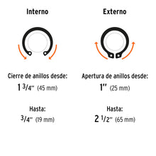Cargar imagen en el visor de la galería, Pinza para anillos de retención 6&quot; 4 cabezas intercambiables PIAN-4 (17355)
