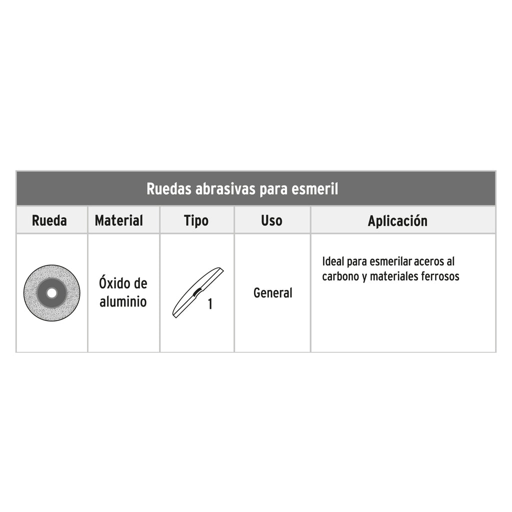 Rueda abrasiva p/esmeril 6X3/4", óxido de aluminio, grano 36 TRUPER PIES-63436 (16348)