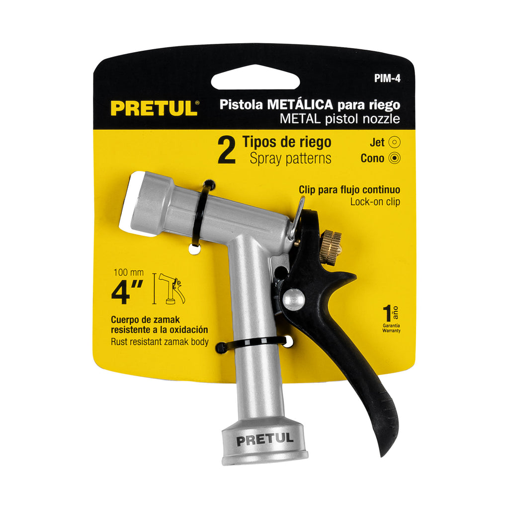 Pistola para riego de 4" de 2 funciones metálica, PRETUL PIM-4 (22750)