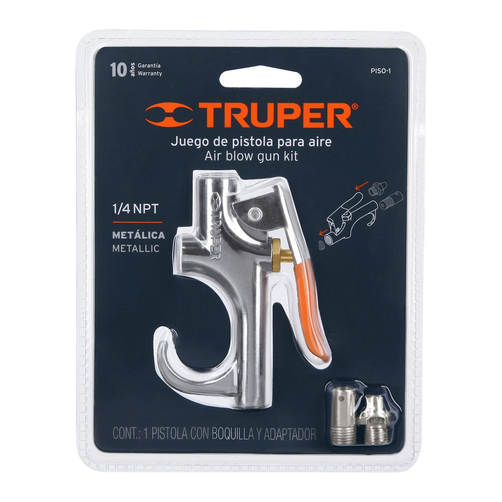 Pistola metálica para sopletear, cuerda 1/4 NPT, TRUPER PISO-1 (19023)