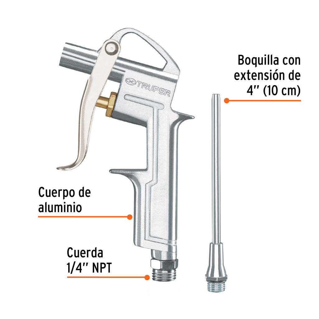 Pistola para sopletear, con extensión de 4", TRUPER PISO-695 (19235)