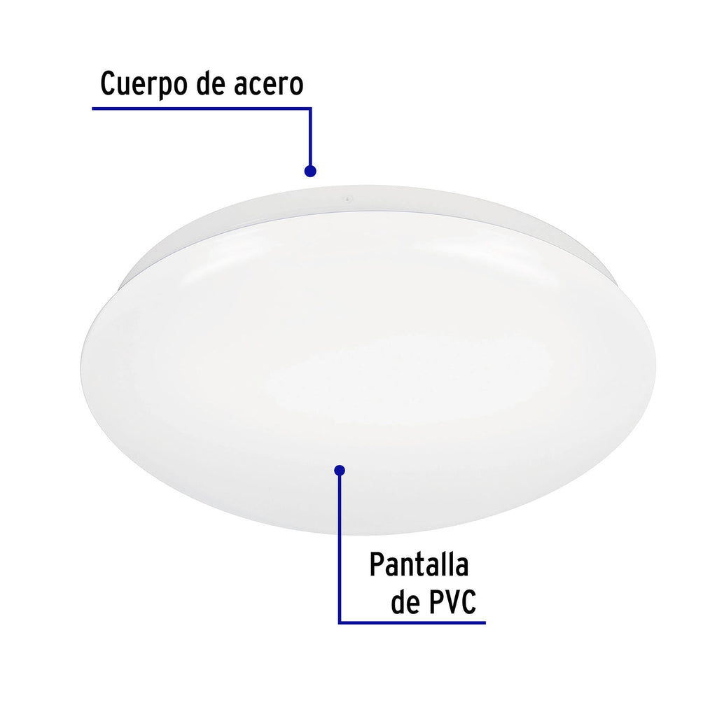 Luminario de LED 18 W tipo plafón luz de día, VOLTECK PLA-102L (47376)