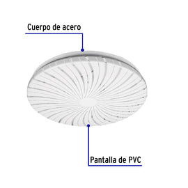 Luminario LED 15 W tipo plafón decorativo luz cálida, VOLTECK PLA-302LC (48209)