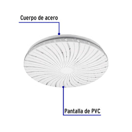 Luminario LED 15 W tipo plafón decorativo luz de día, VOLTECK PLA-302L (46016)