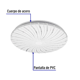 Luminario LED 18 W tipo plafón decorativo luz de día, VOLTECK PLA-303L (46017)