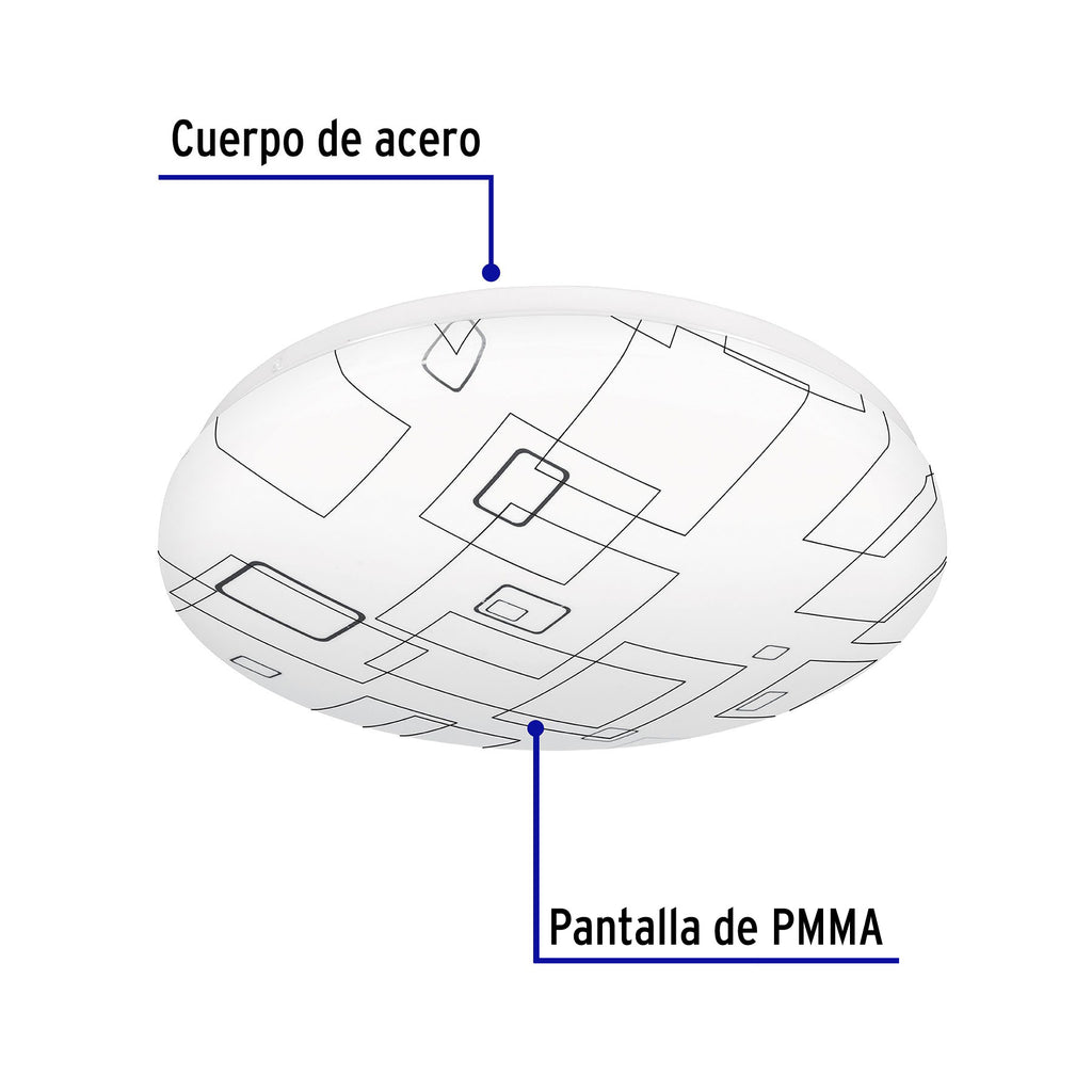 Luminario LED 18 W plafón decorativo cuadros luz día, VOLTECK PLA-503L (43178)