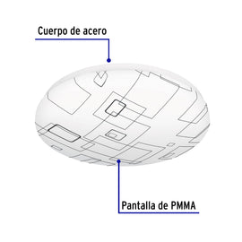 Luminario LED 18 W plafón decorativo cuadros luz día, VOLTECK PLA-503L (43178)