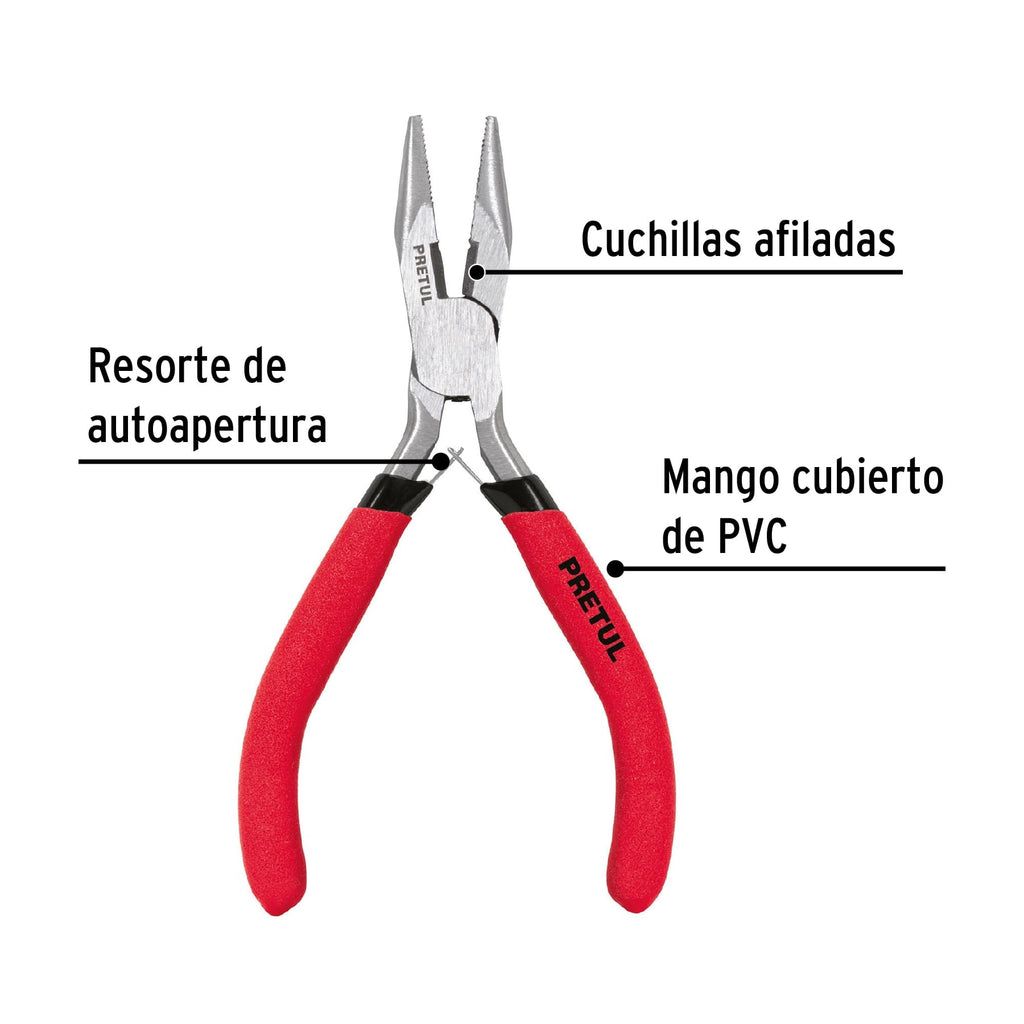 Mini pinza de punta y corte 5", PRETUL PMP-PU4 (22662)