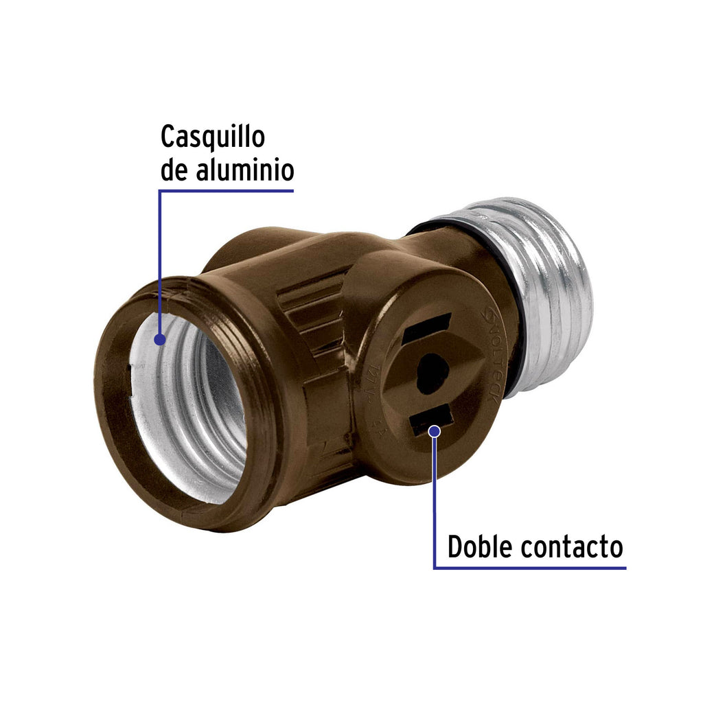 Portalámpara de baquelita, doble contacto, VOLTECK POBA-12 (46511)