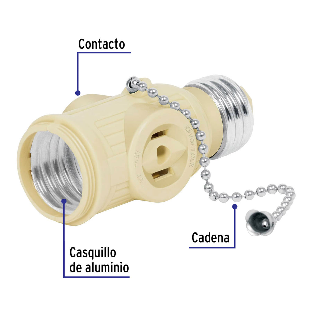 Portalámpara de baquelita, con interruptor de cadena, VOLTECK POBA-17 (46515)