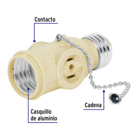 Portalámpara de baquelita, con interruptor de cadena, VOLTECK POBA-17 (46515)