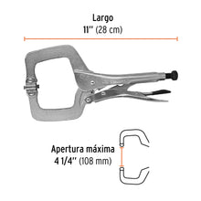 Cargar imagen en el visor de la galería, Pinza de presión 11&quot; tipo &quot;C&quot; con mordaza autoajustable PPC-11R (17427)